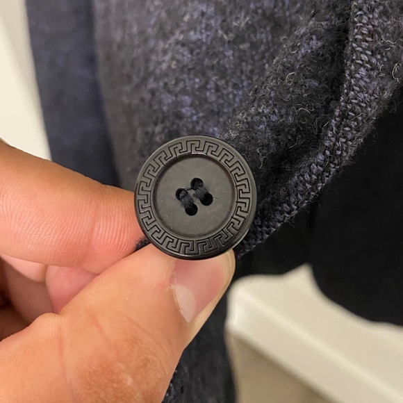 Vintage Versace Blazer Wool & Cotton Black and Dark Blue Made in Italy - Picture 2 of 10